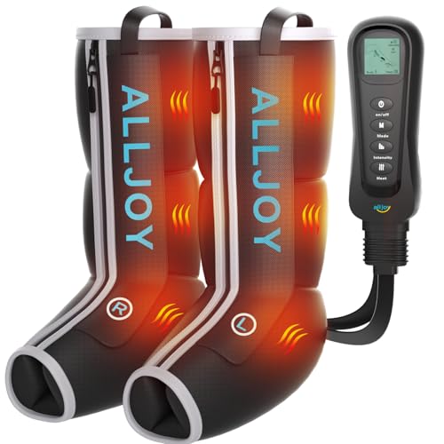 Image of ALLJOY Leg Massager with Heat and Compression, Sequential Leg Compression Massager Boots with 2 Heat 4 Mode 4 Intensity, Leg Massager for Circulation and Pain Relief FSA