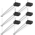 BBOUNDER 6 Pack Linkable LED Shop Light with Reflector, Super Bright 6500K Cool Daylight, 4400 LM, 4 FT, 48 Inch Integrated Fixture for Garage, 40W Equivalent 250W, Surface & Suspension Mount, Black