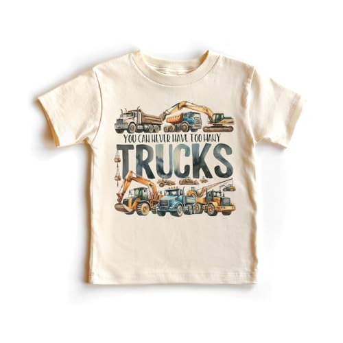 Construction Truck Varieties Toddler Shirt - Dump Truck Excavator Kid's Shirt - You Can Never Have Too Many Trucks - Boho Natural Toddler & Youth Tee