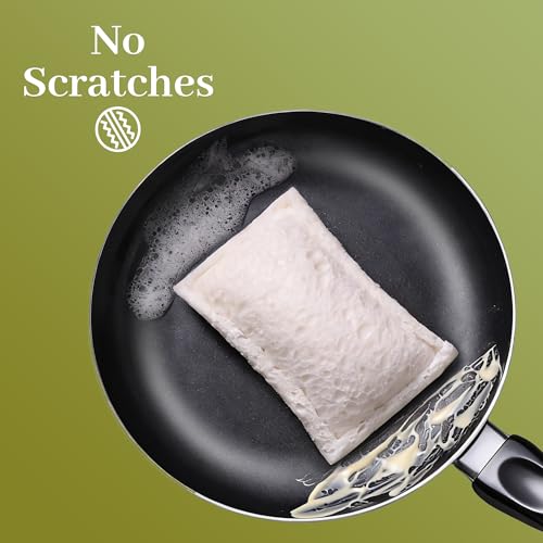 Image of JOYMOOP Compressed Cellulose & Loofah Scrubbers, Non-Scratch Scrub Sponge, Kitchen Sponges for Dishes, 24-Pack, Dual-Sided Dish Sponge for Nonstick Cookware & All Surfaces