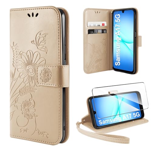 ivencase Handyhülle für Samsung Galaxy A17 5G Hülle mit Schutzfolie, Premium PU Flip Lederhülle Tasche Case Magnetknopf Kartenfach Schutzhülle für Samsung A17 5G - Apricot ivencase Handyhülle für Samsung Galaxy A17 5G Hülle mit Schutzfolie, Premium PU Flip Lederhülle Tasche Case Magnetknopf Kartenfach Schutzhülle für Samsung A17 5G - Apricot