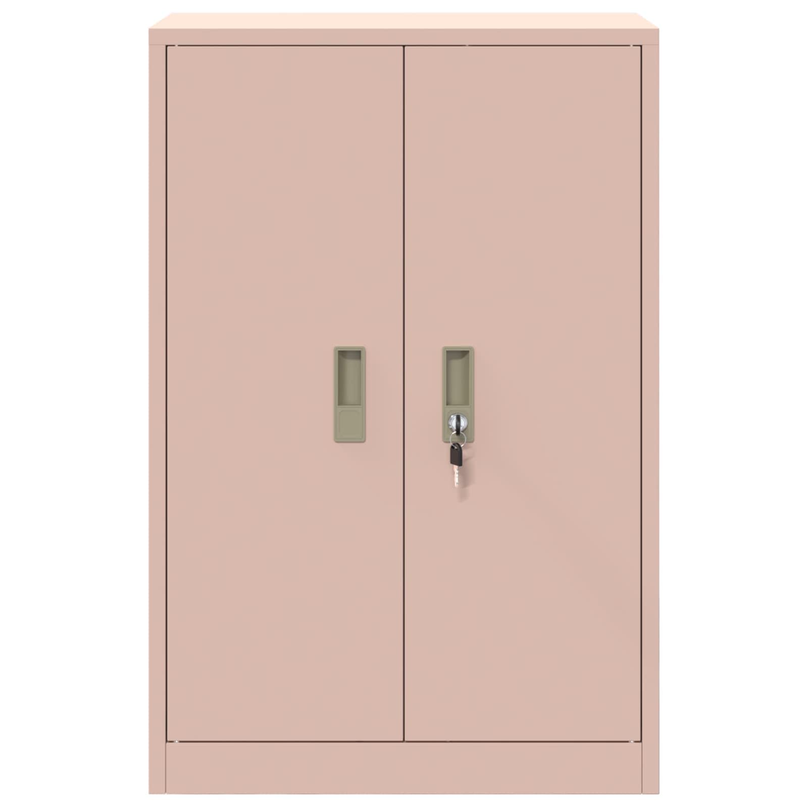 Armadio Portaoggetti Rosa in Acciaio 60 x 40 x 90 cm con Ante Chiudibili, Armadio in Metallo per Ufficio e Home Office, Armadio Multiuso per File, Cartelle, Documenti e Ripiano