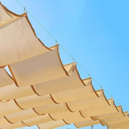 Toldo Retráctil, Vela De Sombra Corredera Ondulada, Toldo para Techo, Cubierta Decorativa para Jardín, Patio O Terraza (Beige), Ideal para Terrazas, Cenadores Y Patios Traseros(2x2.6m)