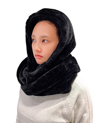 Lina & Lily Écharpe Tube à Capuche en Fausse Fourrure pour Femme Hiver (Noir) Cover