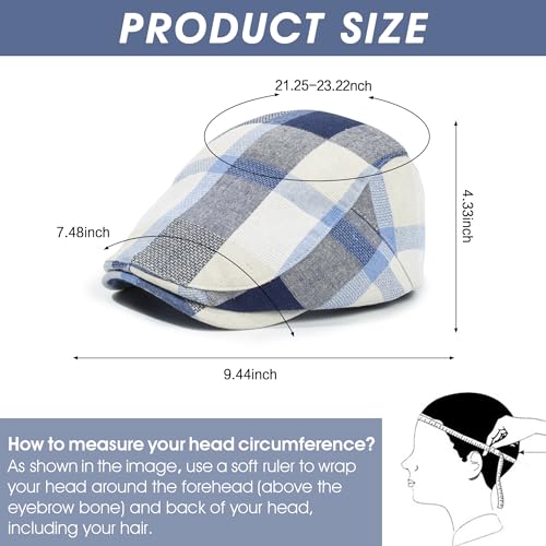 Image of 3Pcs Men's Newsboy Caps Cotton Cooling Hat Adjustable Flat Cap for Men