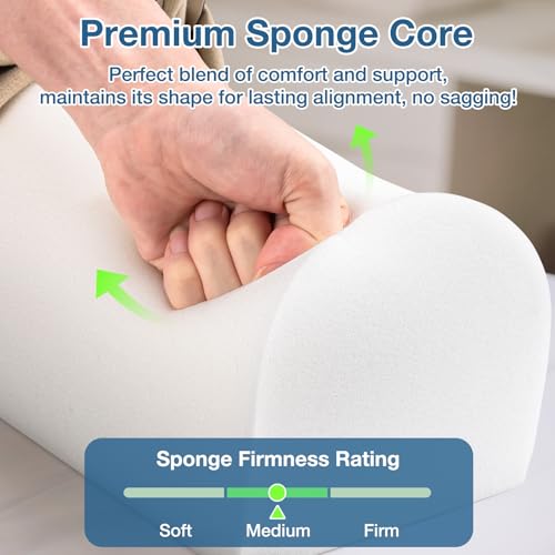 Image of Noverlife 3 /4 Round Massage Bolster, 26x6x6 inch Leg Bolster for Massage Table with Strap Handle PU Leather Bolster Pillow for Legs, Physical Therapy Bolsters Under Back Knee Ankles Pain Relief - Blue