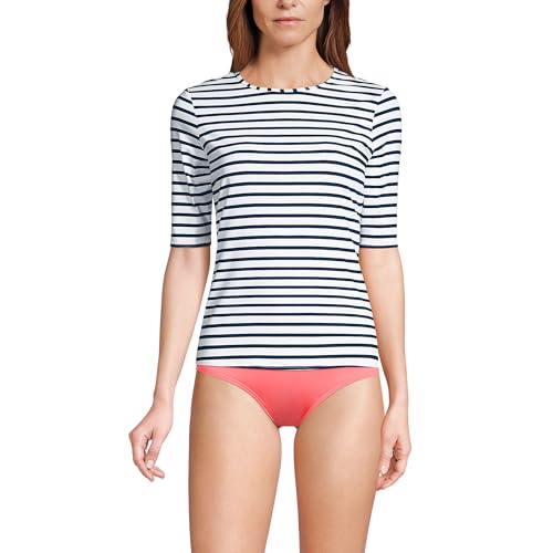 Lands' End Women's Sunshade UPF 50 Elbow Sleeve Relaxed Rash Guard XX-Small Petite Black