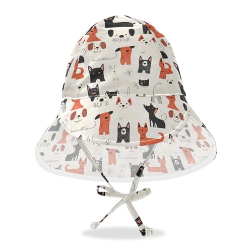 KLL Infant Sunhat Boys Summer Hats Toddler Girl UV Protection Wide Brim Beach Essentials Cartoon Minimalist Dogs Lovely