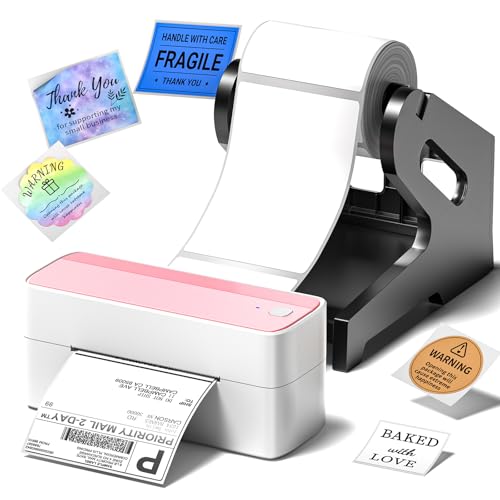 Image of Phomemo Bluetooth Thermal Label Printer, 241BT 4X6 Wireless Shipping Label Printer for Small Business Pink
