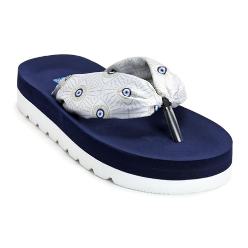 Image of DOCTOR FEEL SOFT Women's Cushioned Platform Slippers | Soft Fabric Padded Strap Flip Flops | Lightweight Shock Absorbing Sole for Everyday Wear Home, Casual & Relaxed Walking Use