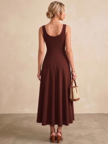 Image of Solid Fit and Flared Round Neck Midi Dress for Women's & Girl's
