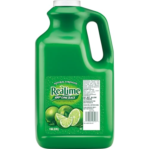 ReaLime 100% Lime Juice, 1 gal bottle, Made with Lime Juice from Concentrate, Gluten-Free, Sodium Free, Perfect Mixer to add to Cocktails and Marinades