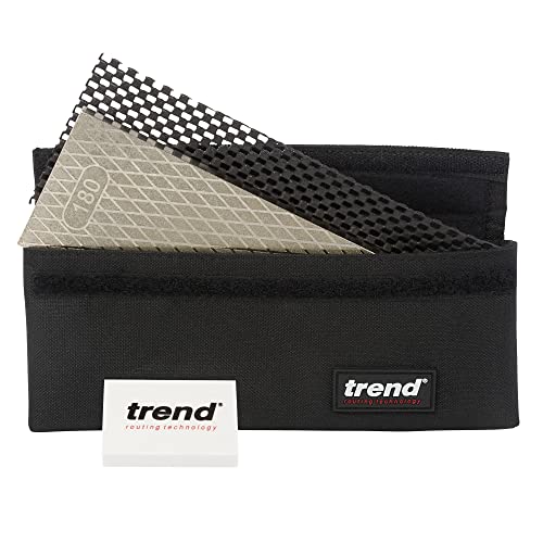 Image of Trend 8-Inch Diamond Sharpening & Flattening Stone, Double Sided (180 /600 Grit) Bench Stone with Pouch, Cleaning Block & Non-Slip Mat, DWS /CP8 /FX