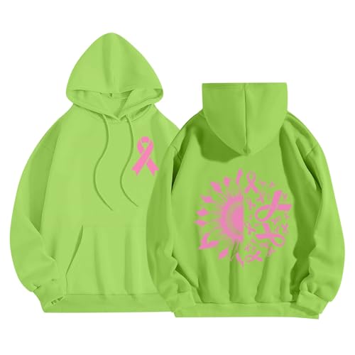 Sweat Octobre Rose femme ample vert | Pull automne à manches longues