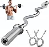 OKUGAFIT 47' Olympic EZ Curl Bar for 2-inch Plates - Ez Bar - Ez Barbell Curl Bar for Weight Lifting Bicep,Hip Thrusts,Squat, with 2 Spring Collars