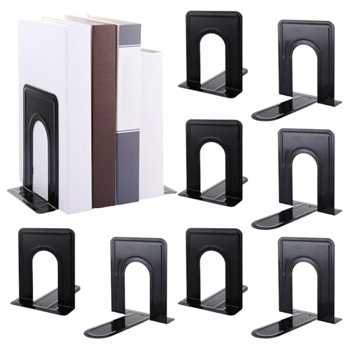 CYEER 10 PCS Book ends, Heavy Duty Bookends for Shelves, Anti-slip Base Small Book Organizer Holder for School Supplies Library Books Office, 5 Pairs
