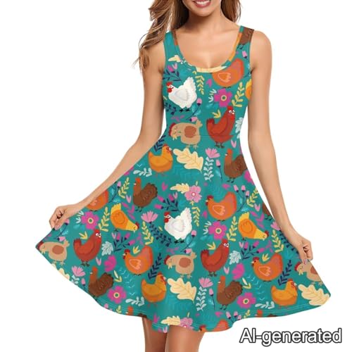 Image of Renewold Women's Sleeveless Tank Dress with Pockets, Casual Scoop Neck A-Line Sundress for Summer, Travel and Vacation