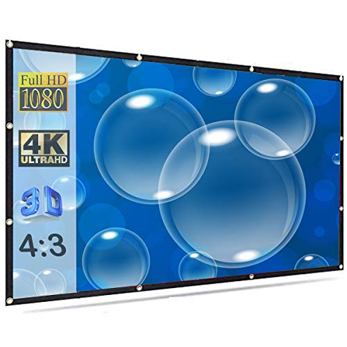 Image of MOIZ 100 Inch Projector Screen Ratio 4:3 HD Portable Eyelet Screen Premium Indoor Outdoor Movie Screen Anti-Crease Projection, Size - 7 ft. (W) x 5 ft. (H)