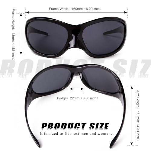 VIA LEECA Fashion Oversized Futuristic Sunglasses for Women Men, Y2K Wrap Around Alien Style Accessories for Party2