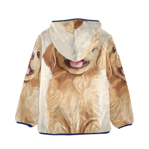 Cute Golden Retriever Girls Fleece Jacket Girls Fall Jacket Girls Zip Up Hoodie Girls Sherpa Jacket 2-10T2