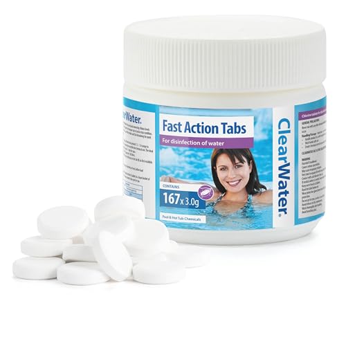 Clearwater Fast-Dissolving Chlorine Tablets 167 Tabs for Hot Tubs & Pools Quick-Acting Water Treatment
