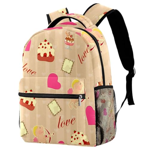 Sac de voyage décontracté cœur et gâteau d'amour pour weekends et sorties de cours