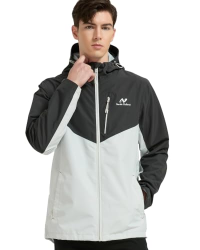 Image of NORDIC OUTLAND Mens Lightweight Hooded Waterproof Rain Jacket Breathable Raincoat Shell for Outdoor Mountain Hiking