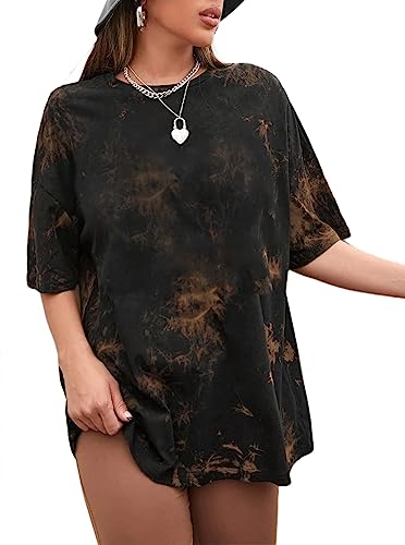 Image of Remidoo Women's Casual Oversized T Shirt Short Sleeve Graphic Tee Letter Tie Dye Shirts