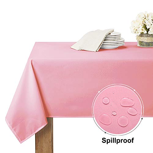 RYB HOME Pink Tablecloth Waterproof - Rectangle Table Cover 6 ft for Outdoor