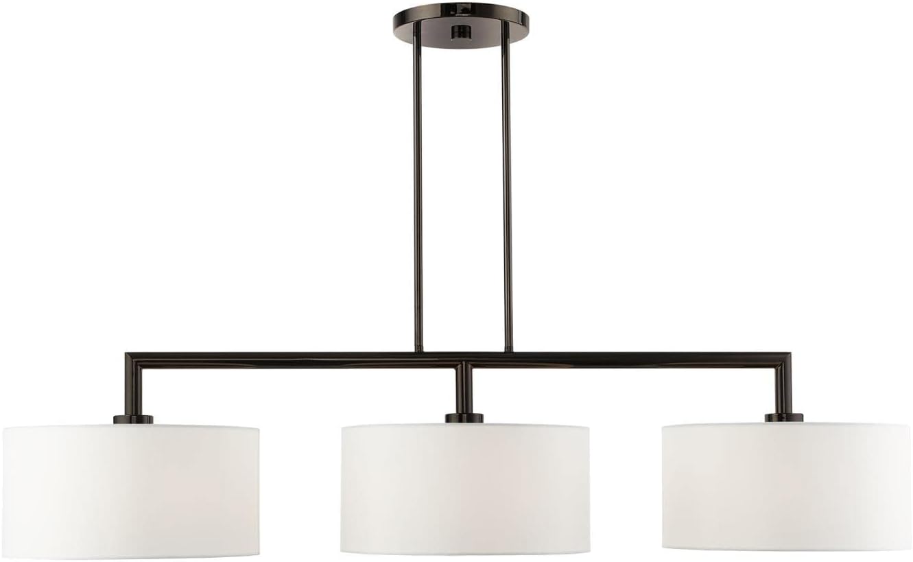 Livex Lighting 45493-46 Meridian 3 Light 51 inch Black Chrome Linear Chandelier Ceiling Light