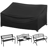 Gartenbank Abdeckung 2-Sitzer Wasserdichte UV-Beständig Schutzhülle für Gartenbank 135x71.5x69/89 cm Ganzjahres-Reißfeste Gartenmöbel-Abdeckungen für Liegebank Outdoor-Aufbewahrungsbänke Sofa, Schwarz