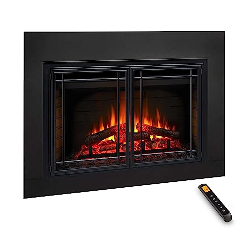 SimpliFire 30-Inch Electric Fireplace Insert with Mission Door Front and Small Black Surround, 40