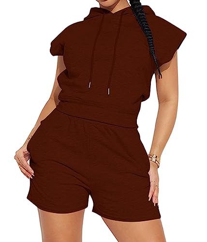 Ensemble deux pièces femme contre la chaleur : haut à capuche et short sportswear léger