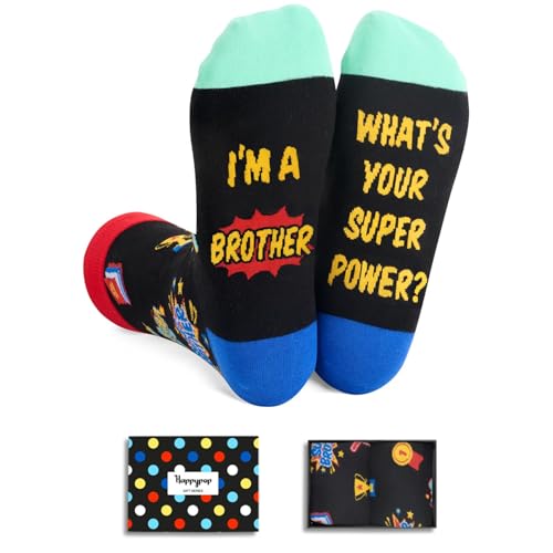HAPPYPOP Brother Gifts From Sister - Great Birthday Gift Ideas For Adult Brothers, Funny Men Socks, Presents For Siblings