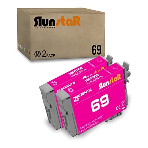 Run Star 2 Magenta 69 T069 Remanufactured Ink Cartridge Replacement for Epson 69 T069 use for Epson Stylus C120 CX5000 CX6000 CX8400 CX9400 NX110 NX300 NX400 NX415 Workforce 30 610 Printer (2 Magenta) Cover