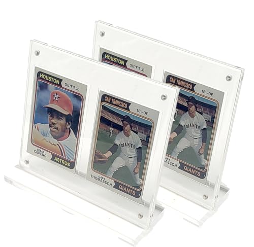 2-Pack Thick Acrylic Baseball Football Trading Card Holder Magnetic Protectors Super Clear Display (2 Card (2 Pack))