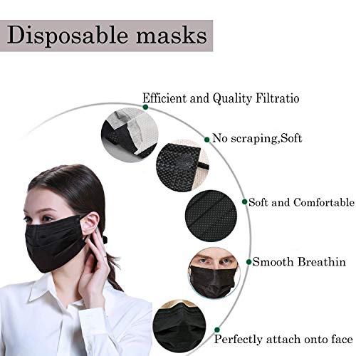 Image of Wecolor 120PCS Black Masks, Disposable Face Mask, 3 Ply Protection Masks