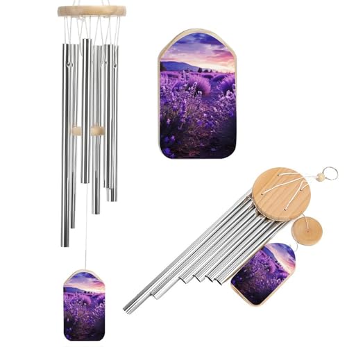 Outdoor Wind Chimes, Purple Lavender Printed Wind Chimes,Simple Wind Chimes,Curtain Wind Chimes for Home Decoration