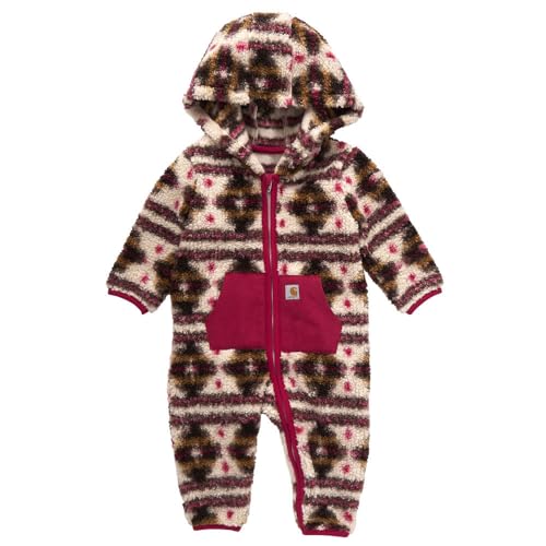 Image of Carhartt baby-girls Long-sleeve Sherpa Zip-front Hooded Coverall