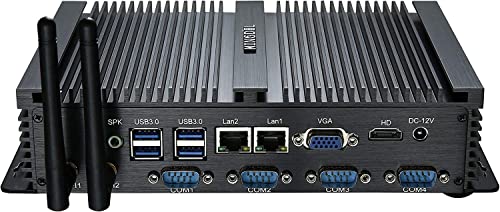 Image of KINGDEL Fanless Industrail Computer, Mini Desktop PC with Celeron 1037U Dual Core CPU, 8GB RAM, 512GB SSD, 2xNICs, 4xUSB 3.0, 4xCOM RS232, HD Port