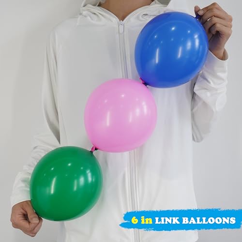 Image of Teal Blue Link Balloons 6 Inch 120 Pcs Latex Quick Linking Balloon for Birthday Wedding Party Festival Decorations