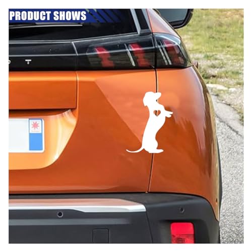 Image of 5.5 inch Dachshund Heart Dog Vinyl Decal, Waterproof Car Bumper Sticker for Car, Truck, Wall, Laptop (White)
