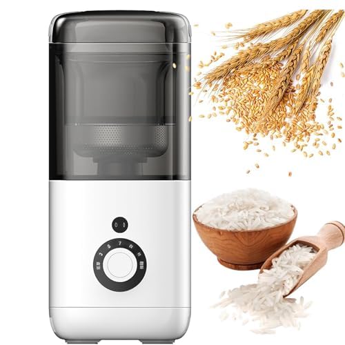 OFNHJK Automatic Rice Grinder, 300W Household Rice Bran Separator, with 7 Gears Milling Accuracy and Intelligent Timer, 480ml Electric Rice Milling Hulling Machine for Brown Rice, Germ Rice