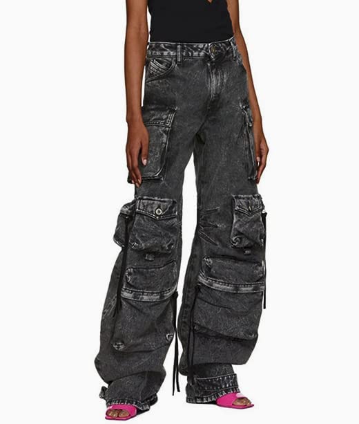 Costaric Womens High Waisted Baggy Cargo Jeans Straight Wide Leg Y2K Cargo Denim Pants with Flap Pockets2