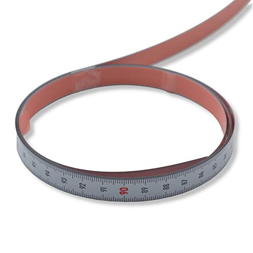 Skalenbandmaß 10m mit Selbstklebefolie - Bezifferung von unten nach oben - Stahl weiß lackiert - Breite: 13mm, mit Duplexteilung - Gehrungsband Anschlagband Rollbandmaß Lineal