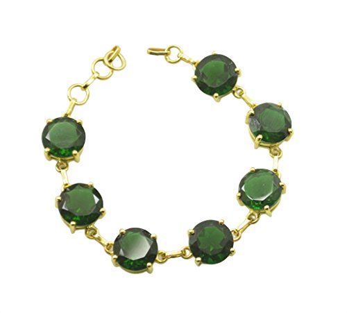Bracelet plaqué or émeraude CZ Gcb026 finition haute joaillerie