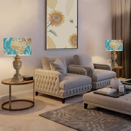 Xoenoiee XOE-CZA14-22640 World Map Print 2Sets Lamp Shade Home Decor Drum Lampshade thumb #3