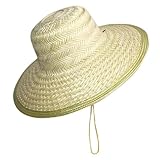 Cappello di paglia per donna e uomo, protezione solare, piano piatto, traspirante, tesa larga, bambù, tessuto, cappelli da spiaggia Panama, colore principale, taglia unica, colore