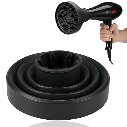 Plegable Plegable Secador de Pelo Soplador de Cabello Difusor Cubierta Herramienta de Peluquería para Cabello Rizado y Ondulado Natural, Difusor de Secador de Cabello Profesional (Negro)
