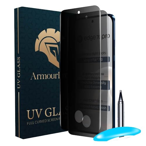 Image of ArmourPro UV Privacy Tempered Glass Screen Protector for Motorola Edge 70 Pro (6.8 Inch, Pack of 2) Full Edge to Edge Coverage | Anti-Spy /Anti-Peeping, 9H Hardness, Protection